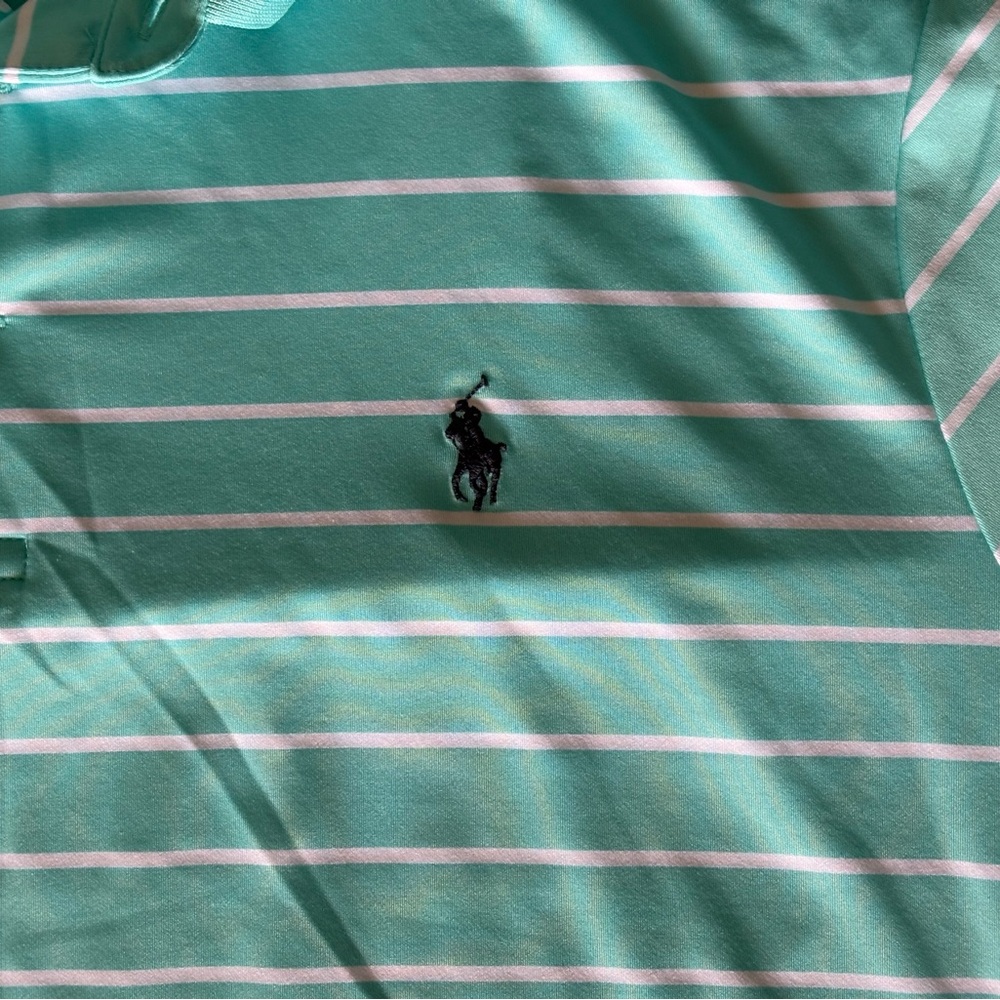 Polo by Ralph Lauren Men’s Striped Aqua Performance Polo Shirt - Picture 2 of 4